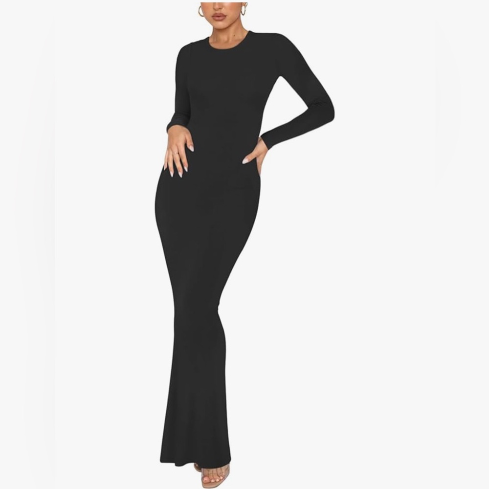 Long sleeve ribbed bodycon maxi dress